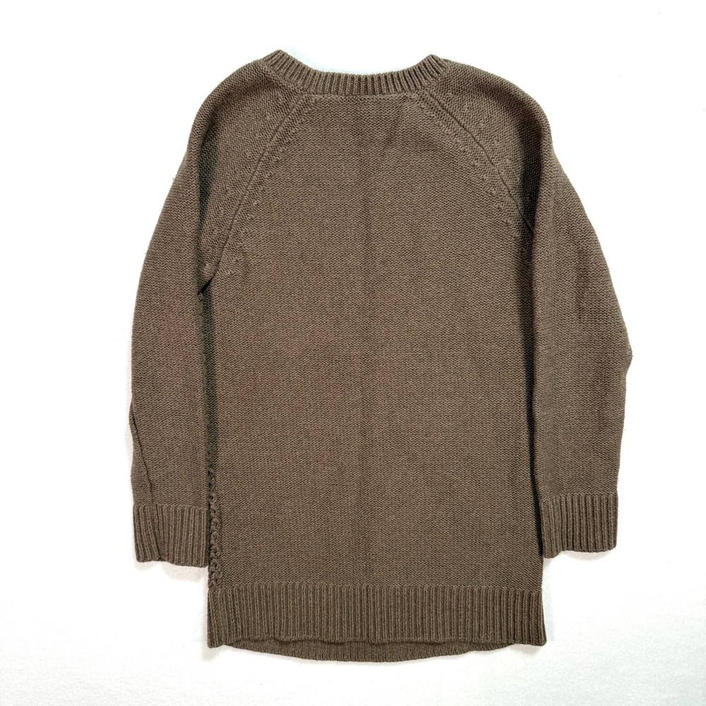 Loft Womens Crewneck Cable Knit Sweater Size Small S Zip opening Brown Top Shirt - Picture 2 of 4